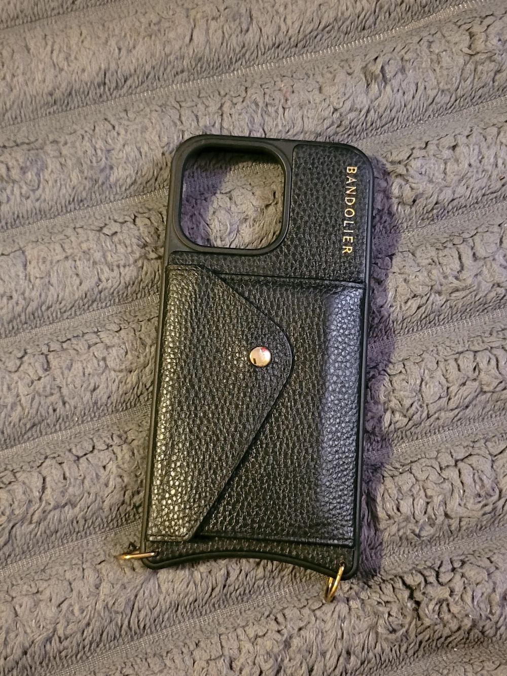 Bandolier Black Leather iPhone 15 Pro Max Card Case - Black Like New No Strap